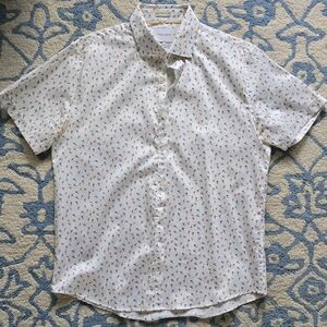 Denim & Flower White Shirt with Colorful Bird Pattern